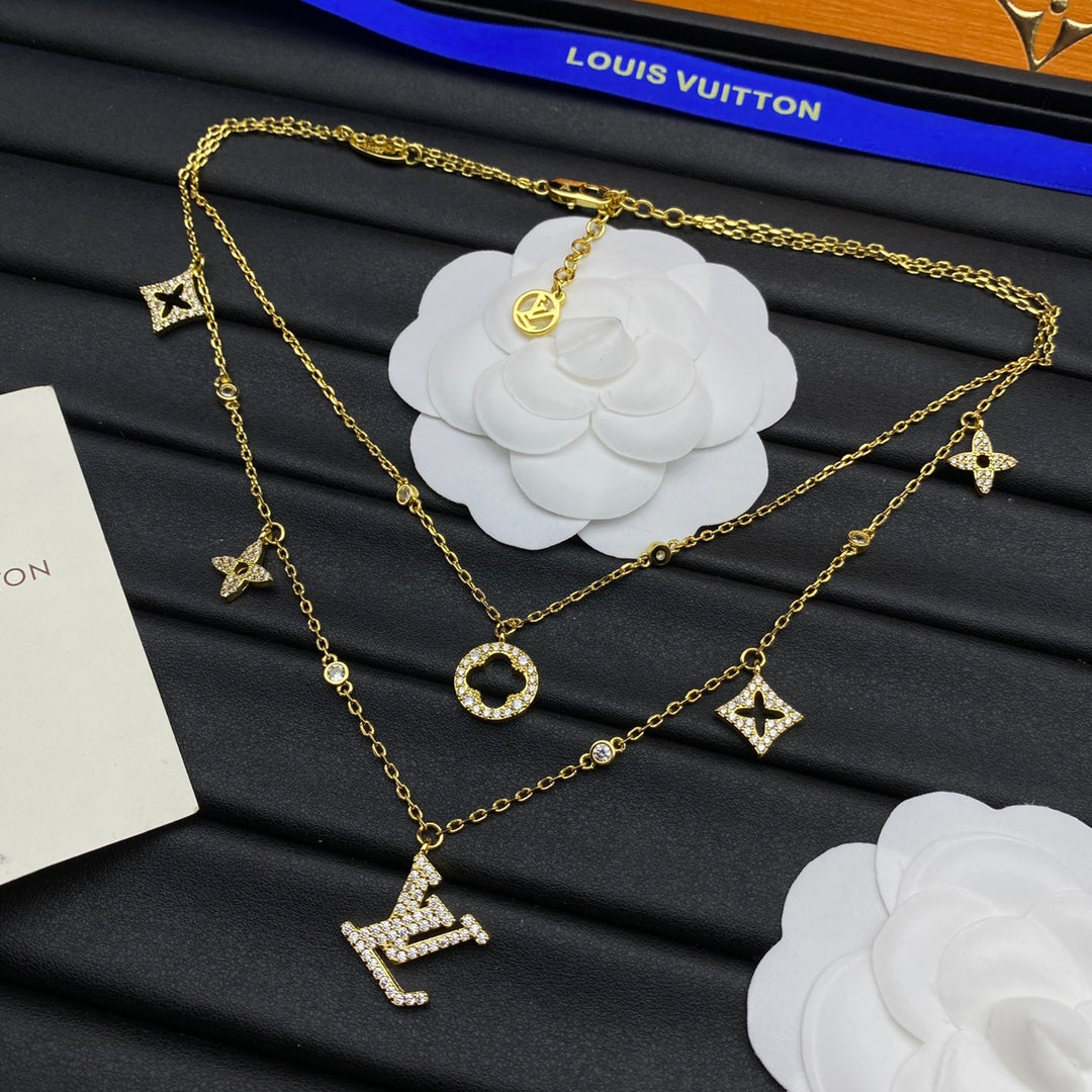 Pavé Mixed Shape Station Long Necklace