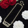 Script Letter Rectangle Pendant Jewelry Set