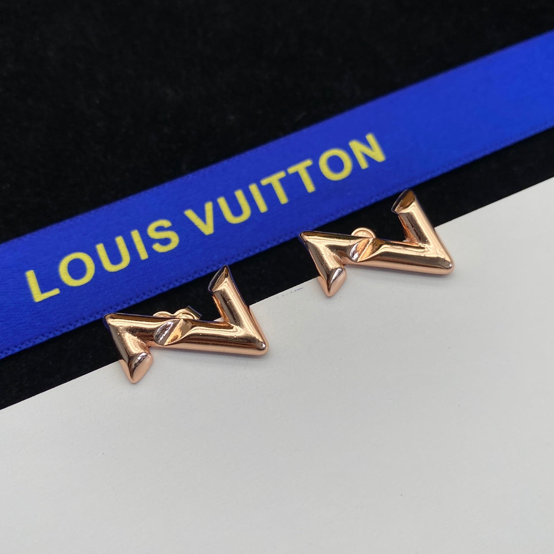 Gold V-Shape Monogram Necklace, Bracelet & Earring Set