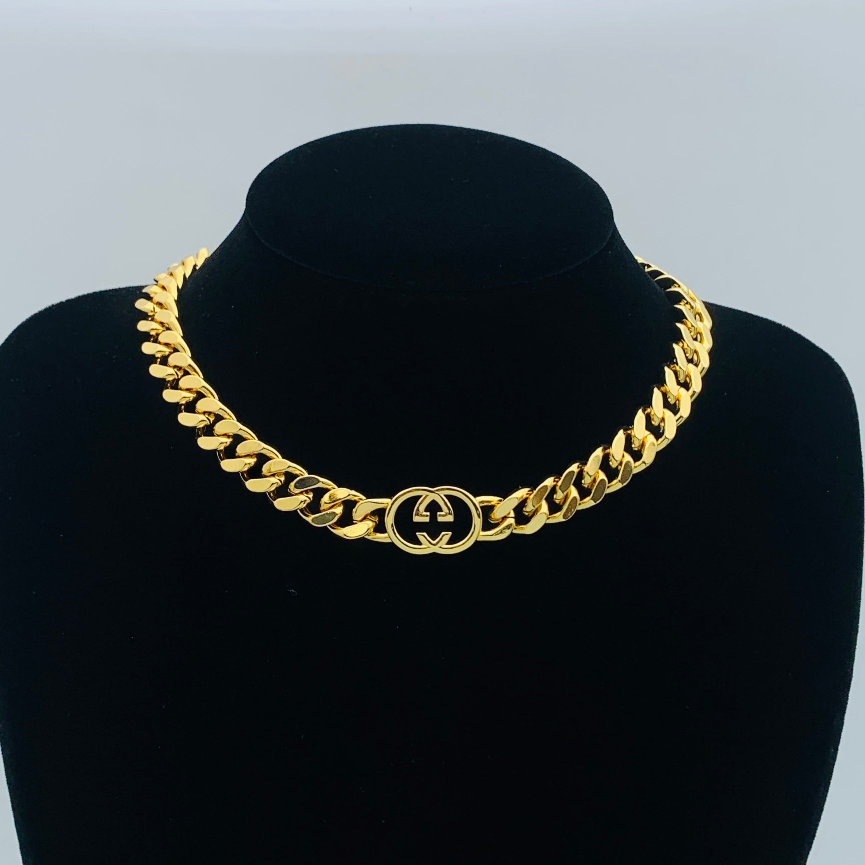 Cuban Link Double Ring Lion Head Jewelry Set