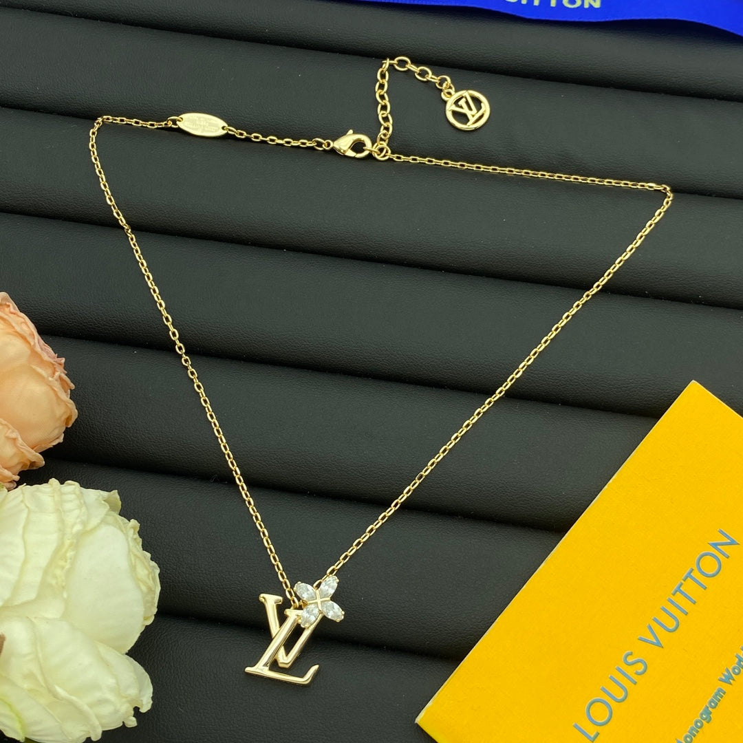 Crystal Butterfly Letter Initial Pendant Cable Chain Necklace