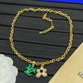 Pavé Four-Petal Flower Open Center Pendant O-Link Chain Necklace