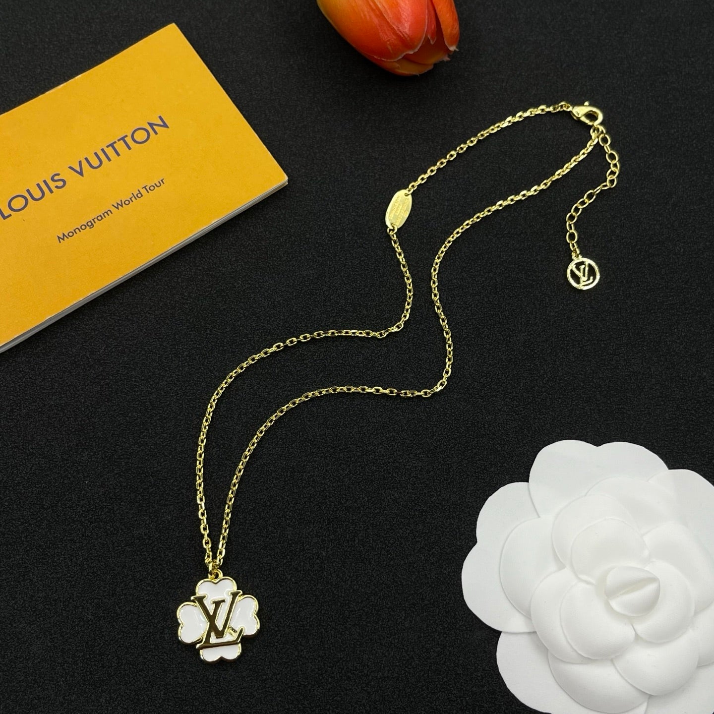 Enamel Clover Logo Pendant Necklace – Multi-Color