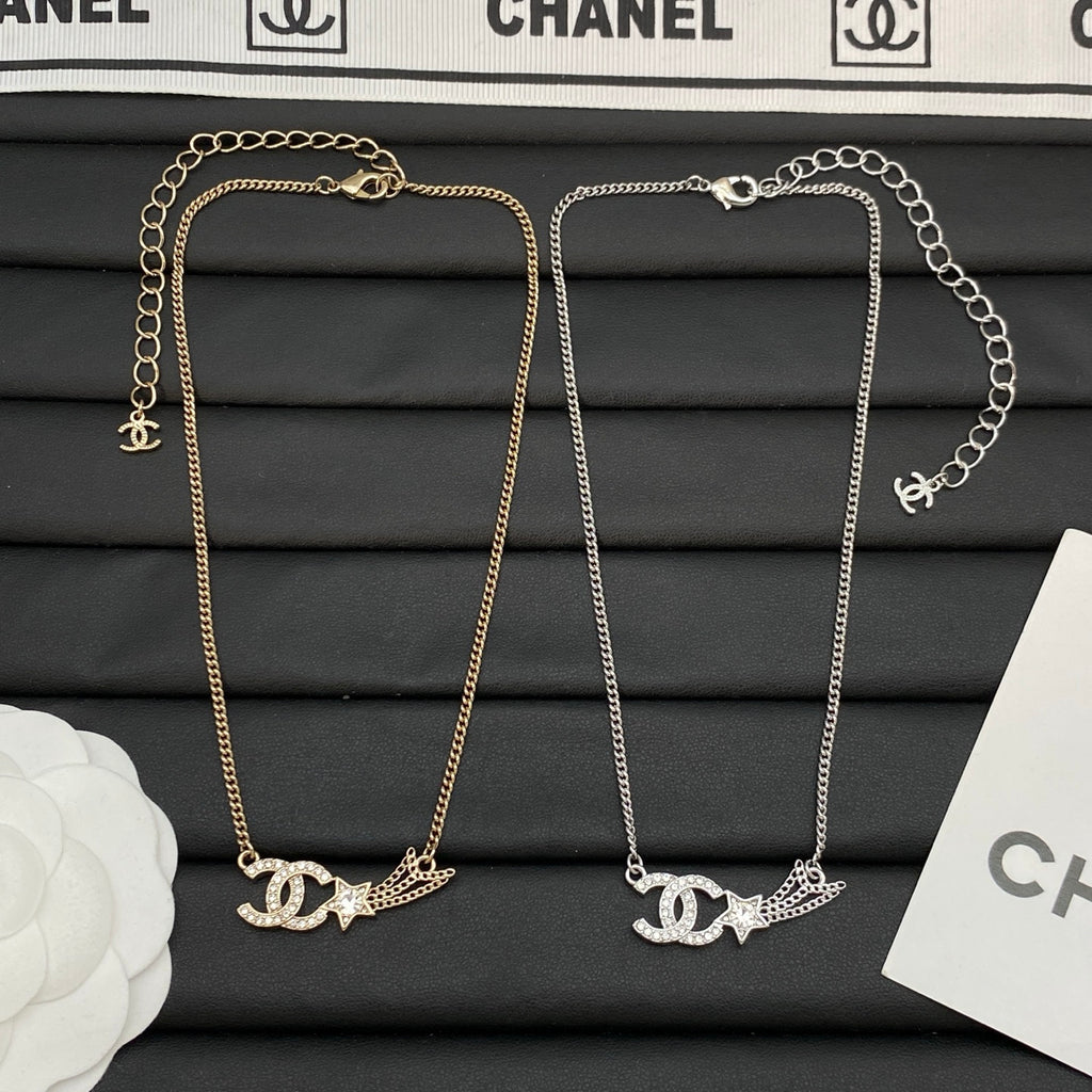 Crystal Double-C Star Shooting Necklace