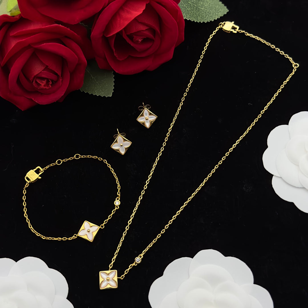 Mother of Pearl Floral Charm 3-Piece Set