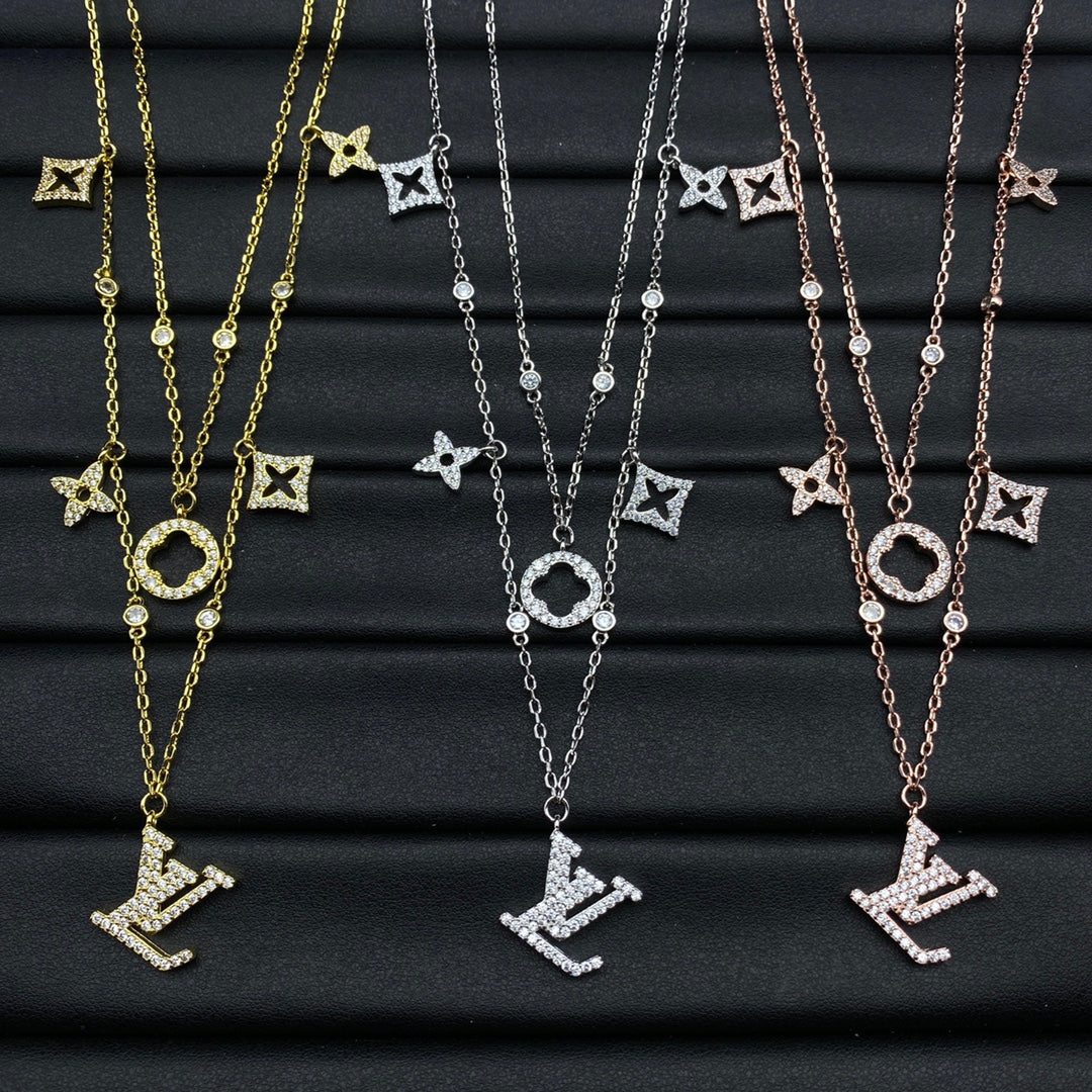 Pavé Mixed Shape Station Long Necklace
