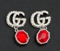 Crimson Crystal Pavé Logo Station Necklace & Bracelet Set with Drop Earrings